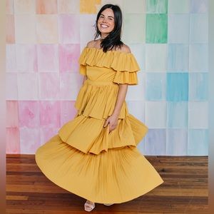 Beulah Yellow Ruffled Dress